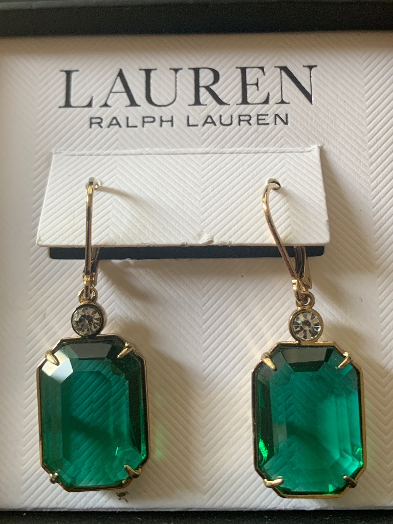 Nib Ralph Lauren Emerald Green Drop Earrings 34$